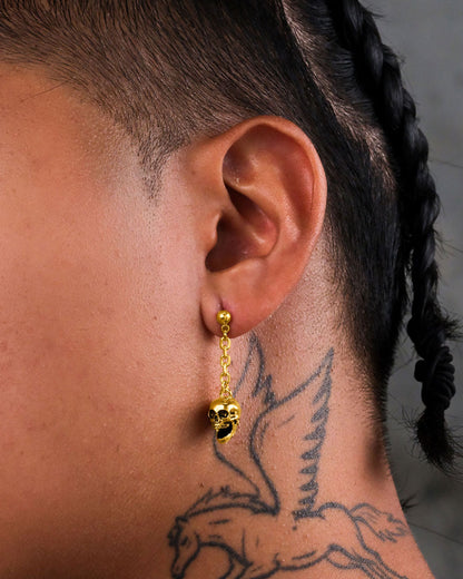 Skull Drop Earrings (Gold)