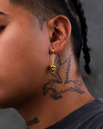 Skull Drop Earrings (Gold)