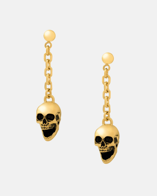 Skull Drop Earrings (Gold)